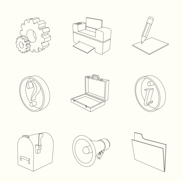 轮廓灰色3D图标集02图片下载