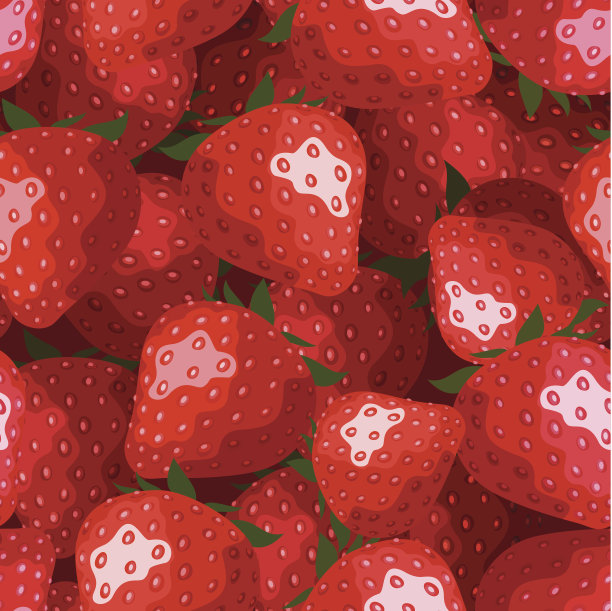 无缝背景与草莓。矢量插图。图片下载