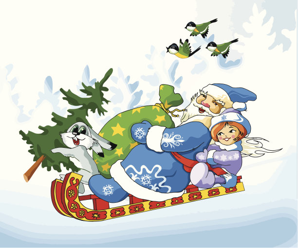 圣诞老人和兔子图片下载