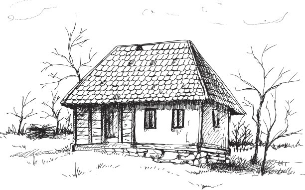 老房子的草图图片下载