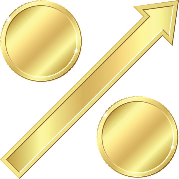 增长百分比符号与金币。图片下载