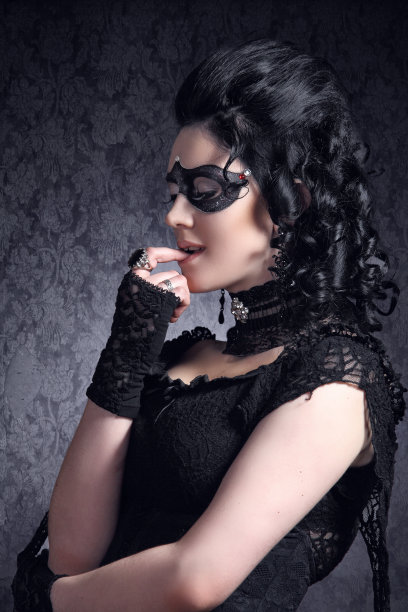 艺术化妆。黑色面具图片下载