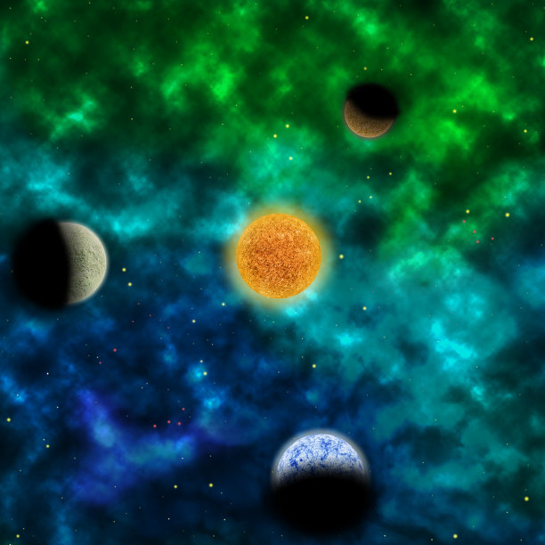 星云和前面有行星的恒星图片下载