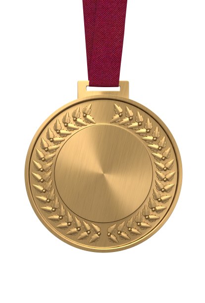 红色丝带上的金牌图片下载