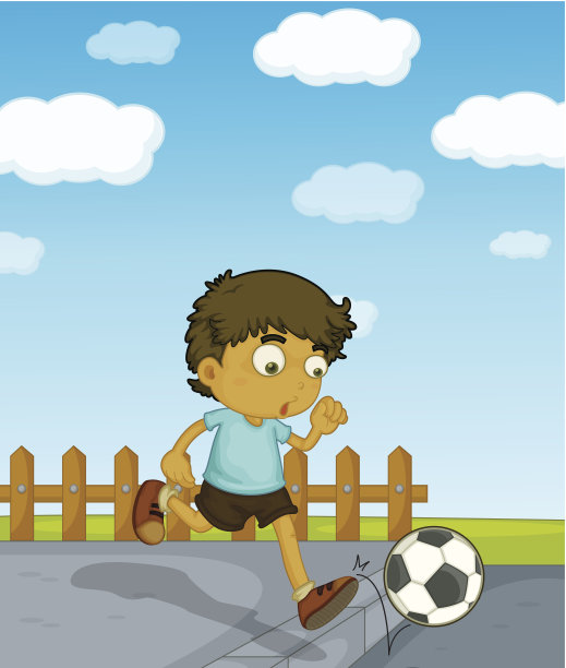小男孩踢足球图片下载