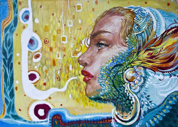 戴着羽毛头饰的女孩图片下载