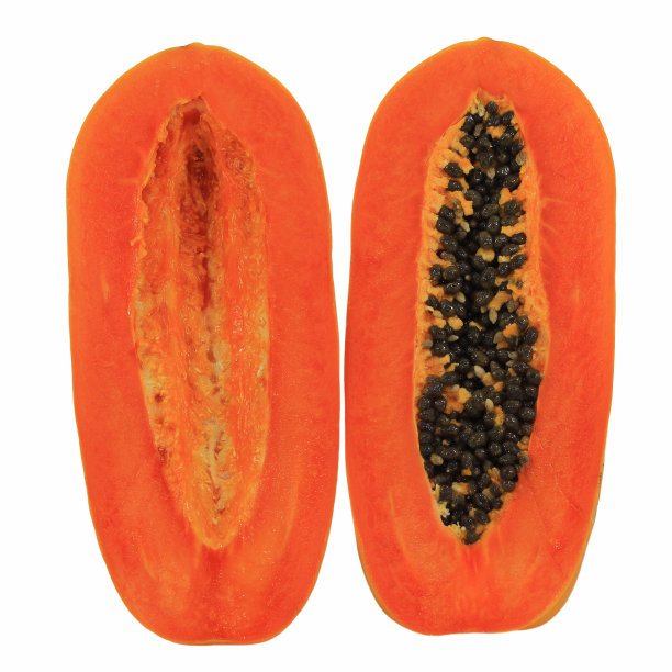 成熟木瓜孤立在白色背景图片下载