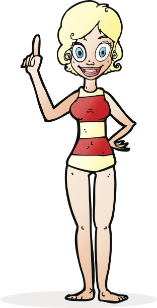 穿着条纹泳衣的卡通女人图片下载