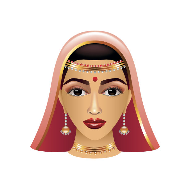 传统的印度妇女被隔离在白色的载体上图片下载