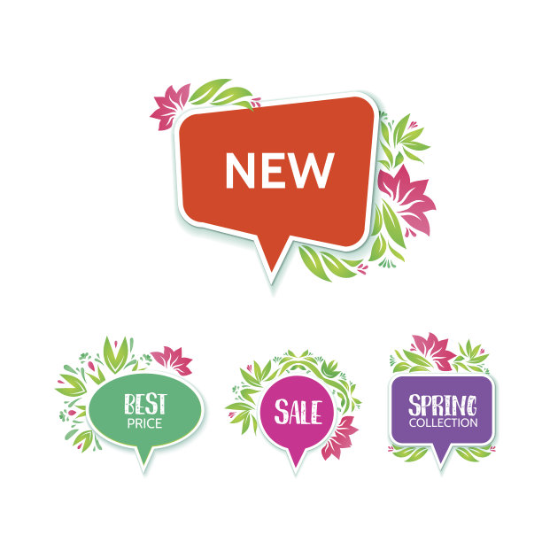 带有花卉元素的装饰价格标签图片下载