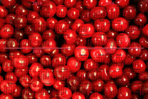 日历2014 - 2017年与樱桃图片下载