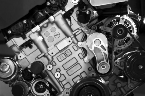 具有当代油画效果的汽车发动机数字插图图片下载