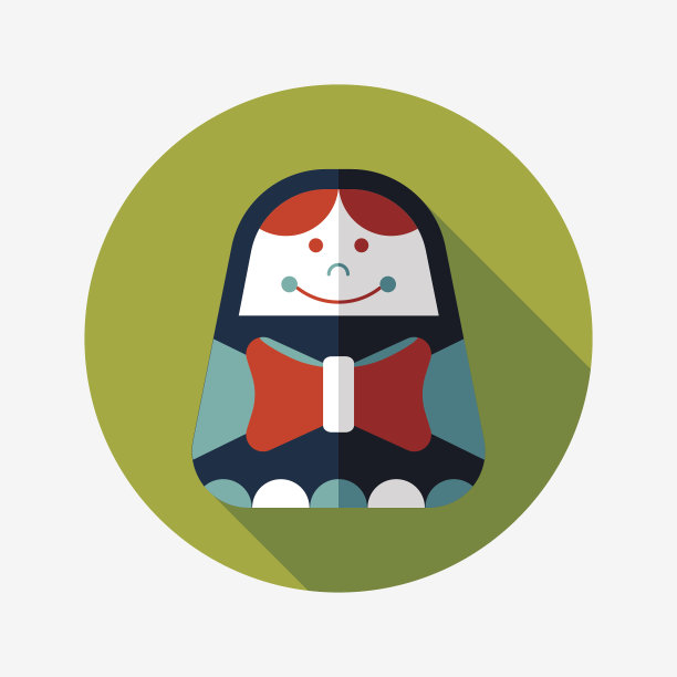 俄罗斯娃娃的图标与长影子，eps 10图片下载