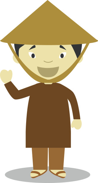 来自越南的角色穿着传统的方式矢量插图。图片下载