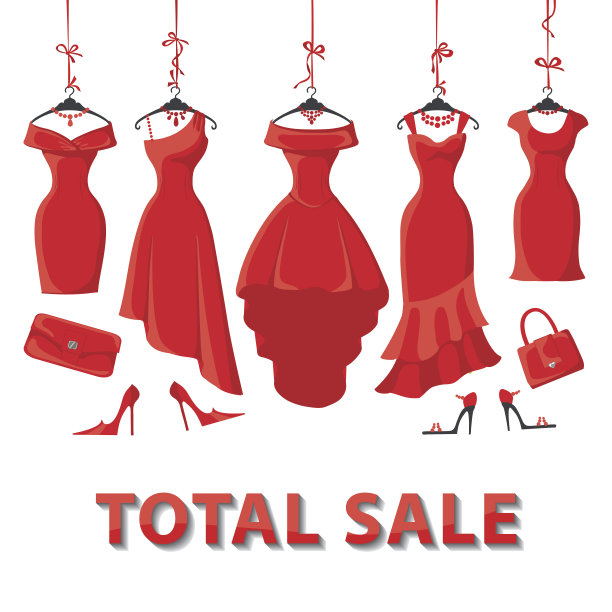 红色的夏装和配件。出售图片下载