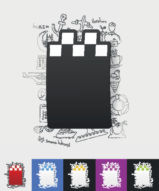 出租车纸贴纸与手绘元素图片下载