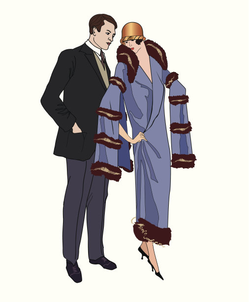 夫妇在爱。20世纪20年代风格的复古时尚。图片下载