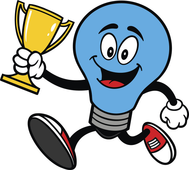 带着奖杯跑步的自闭症灯泡图片下载