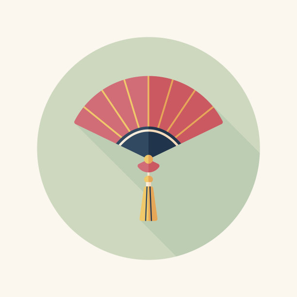 中国新年折扇扁平图标，第10集图片下载