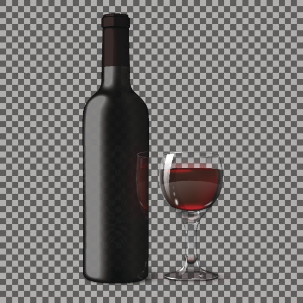 透明空白黑色逼真的酒瓶为红酒隔离上图片下载