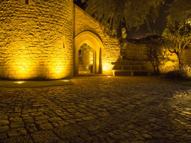 巴洛克风格的花园别墅的夜晚图片下载