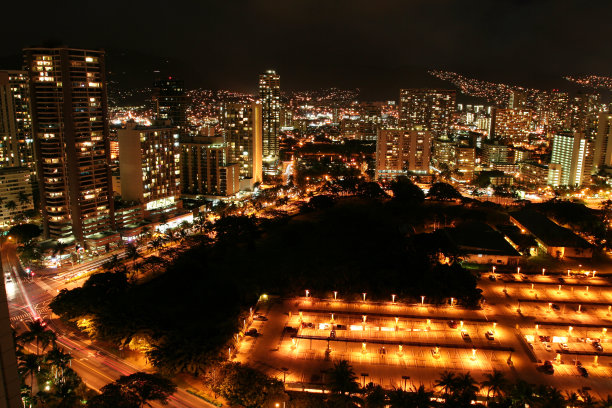 晚上在火奴鲁鲁市中心的怀基基图片下载