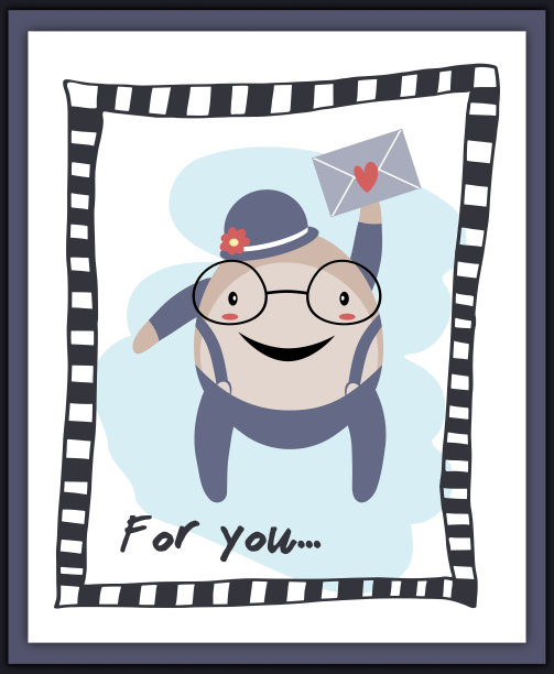 风格化的男人与情书卡片图片下载