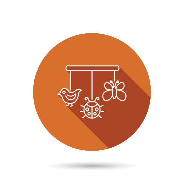 婴儿玩具图标。蝴蝶，瓢虫和鸟的标志图片下载