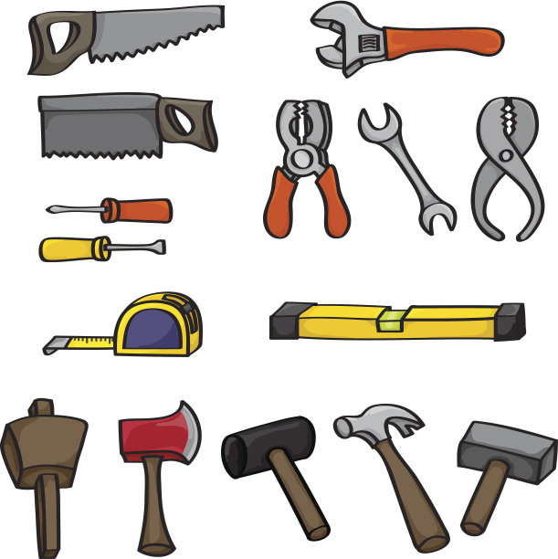 卡通建筑工具套装图片下载