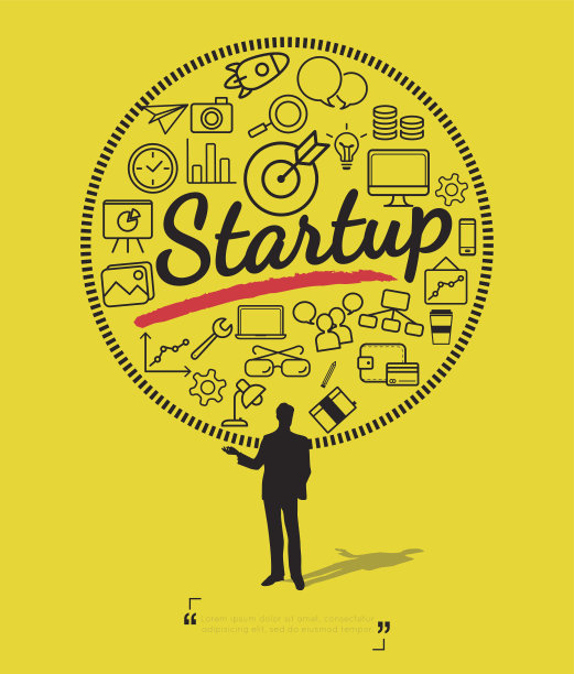 剪影人的启动概念图片下载