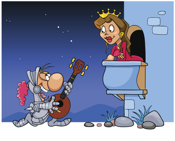 骑士在心爱的人的阳台下唱着小夜曲图片下载