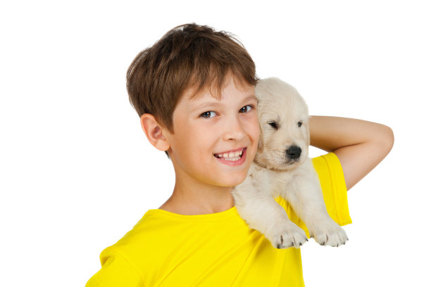 带着小狗的男孩图片下载