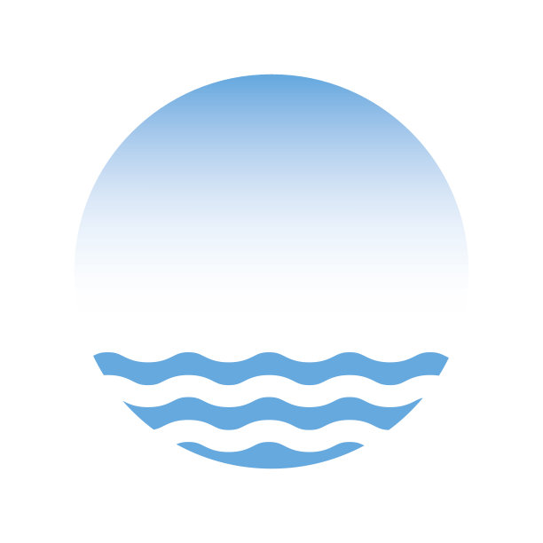 蓝色的水和天空，矢量标志图片下载