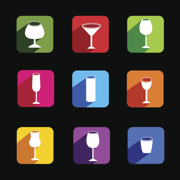 平面图标的葡萄酒设置为web/移动应用程序图片下载