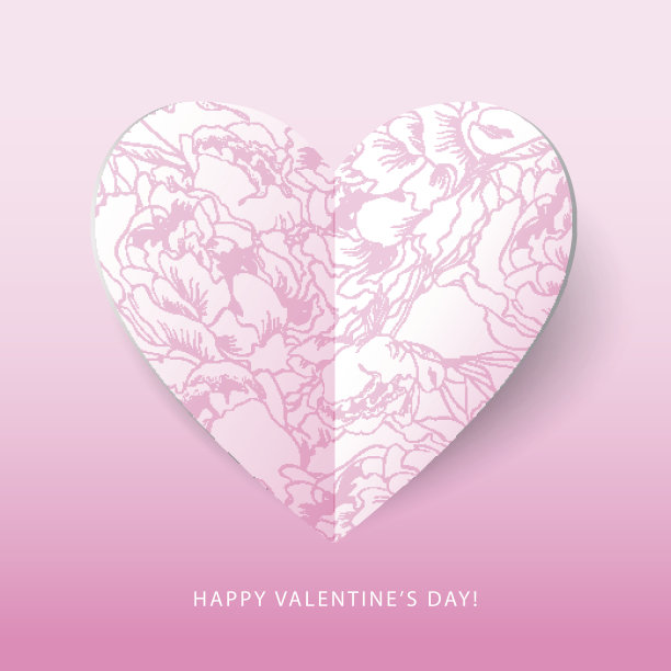 纸心爱卡片与花图案。图片下载