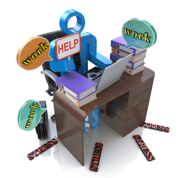 3 d人过度劳累。办公室的压力图片下载