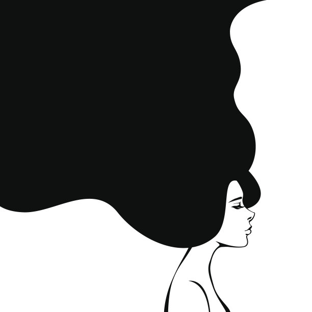 长发时尚女性抽象矢量插画图片下载