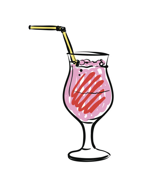 手绘的鸡尾酒插图图片下载