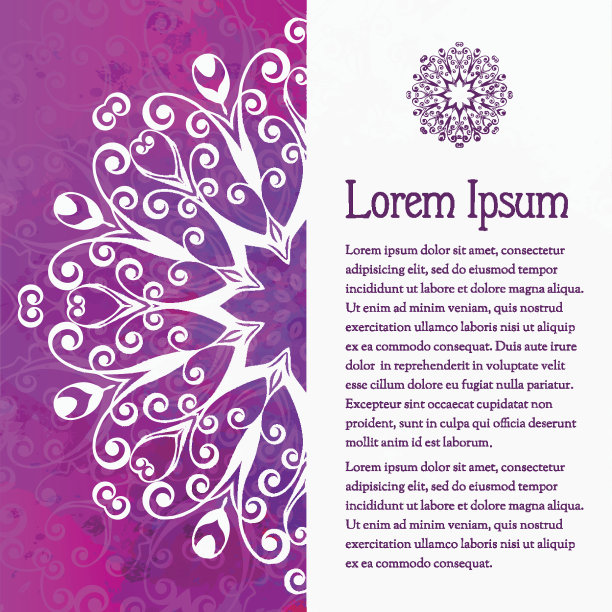 水彩彩色背景与曼陀罗图案图片下载