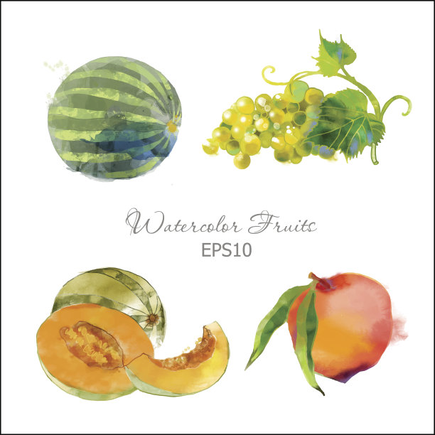 西瓜、葡萄、甜瓜、桃子图片下载