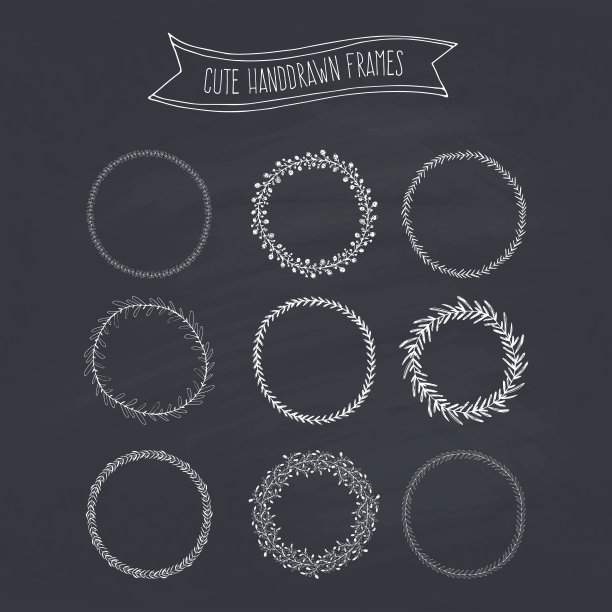 黑板上的浪漫花环图片下载