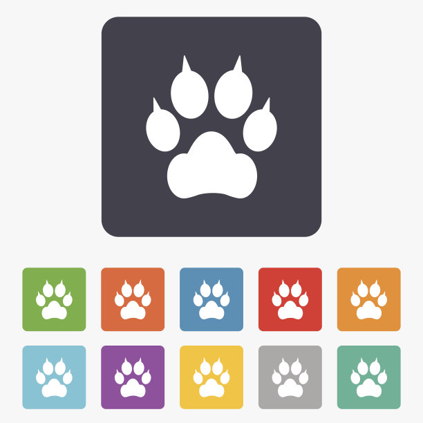 狗爪与离合器标志图标。宠物的象征。图片下载