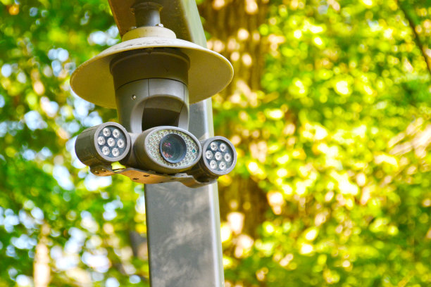公园里的闭路电视监控摄像头。图片下载