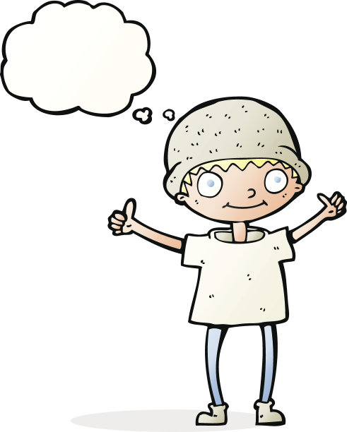 卡通男孩与积极的态度与思想泡泡图片下载