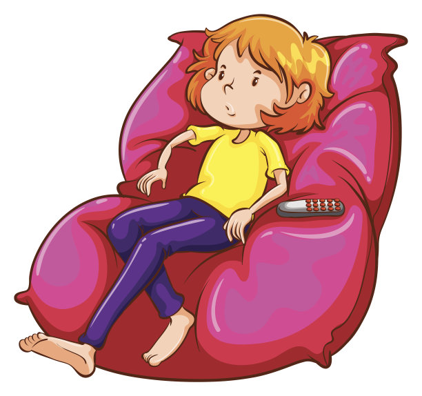 沙发上一个懒女孩的素描图片下载