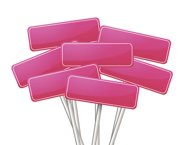 收集许多粉色空白路牌向量图片下载