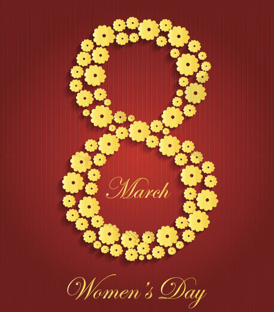 3月8日妇女节金制卡片图片下载