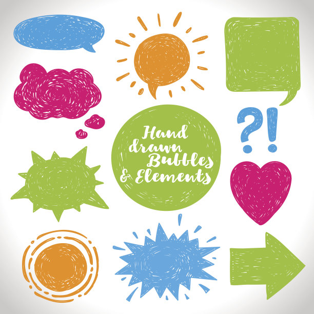 矢量集的手绘元素和语音气泡图片下载