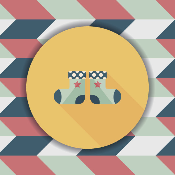 婴儿长袜扁平图标与长影子，eps10图片下载