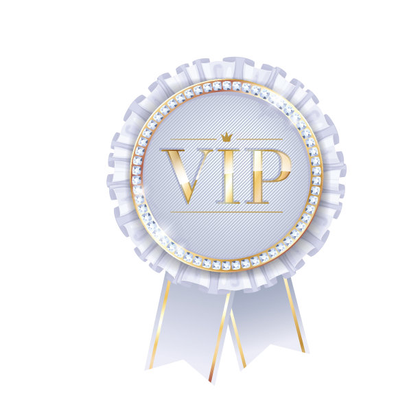 VIP白色向量徽章带丝带。图片下载